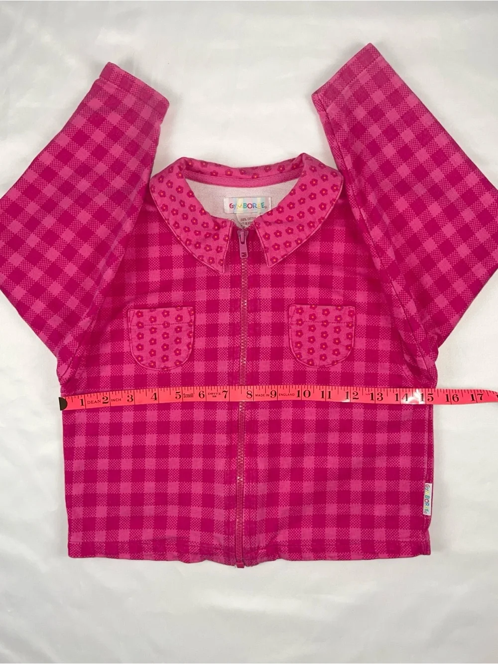 Gymboree (XL) 1990s Pink Plaid Gingham Zip-Up Rainbow Tag Vintage Jacket